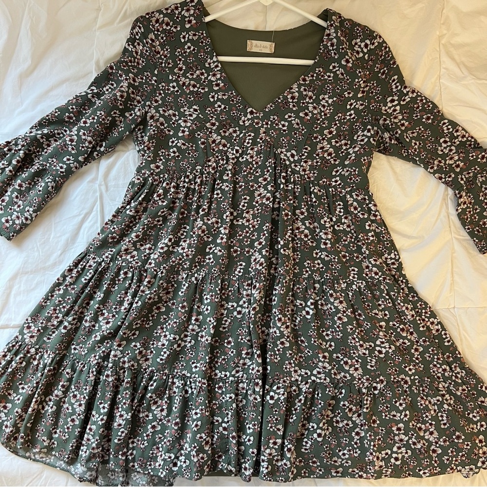 Floral Green Babydoll Dress
